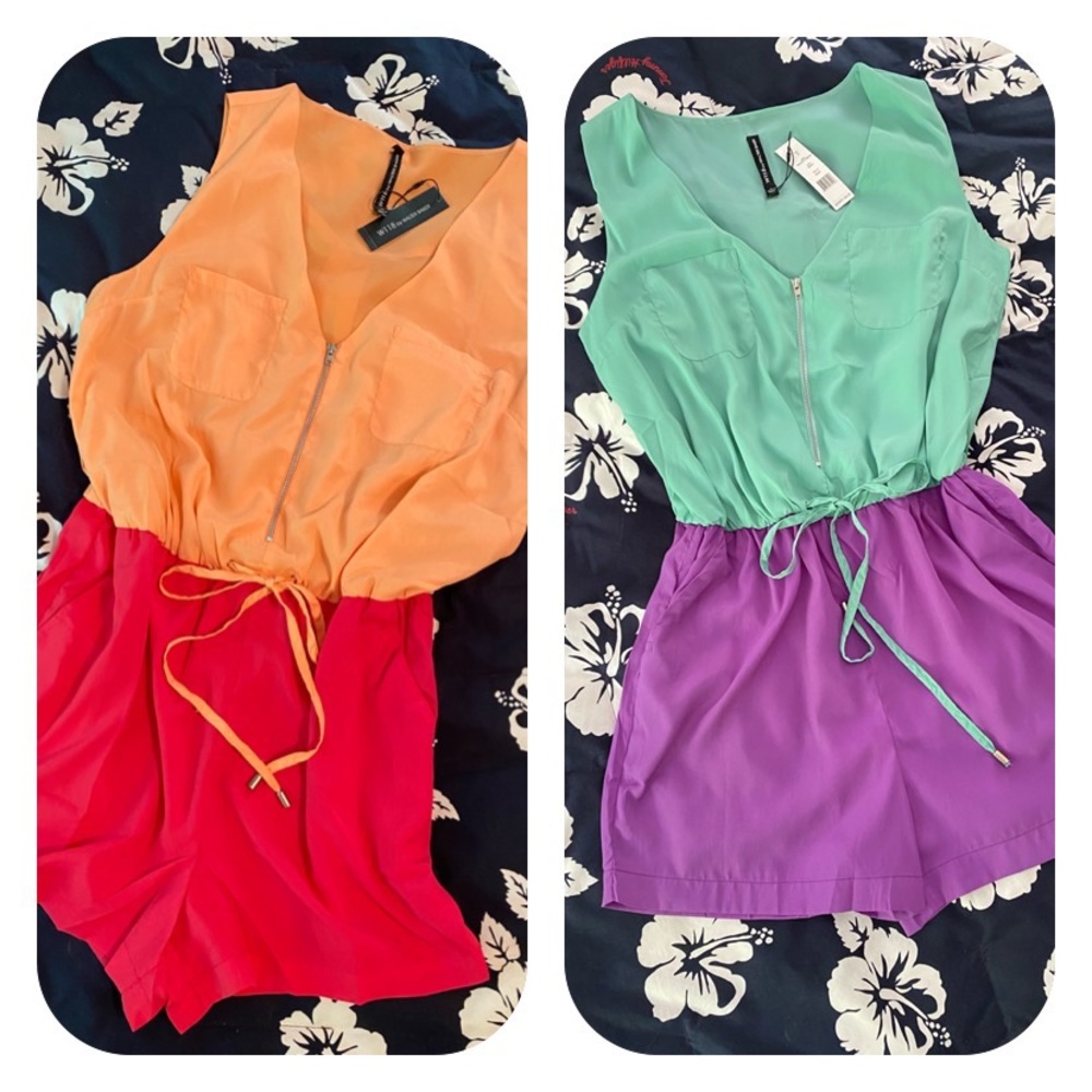 🎁NWT Walter Baker Romper M. Peach/Fuchsia …or Teal/Purple.
